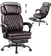 400lbs Executive Office Chair with Foot Rest for Heavy People, Ergonomic Big and Tall Desk Chair ...