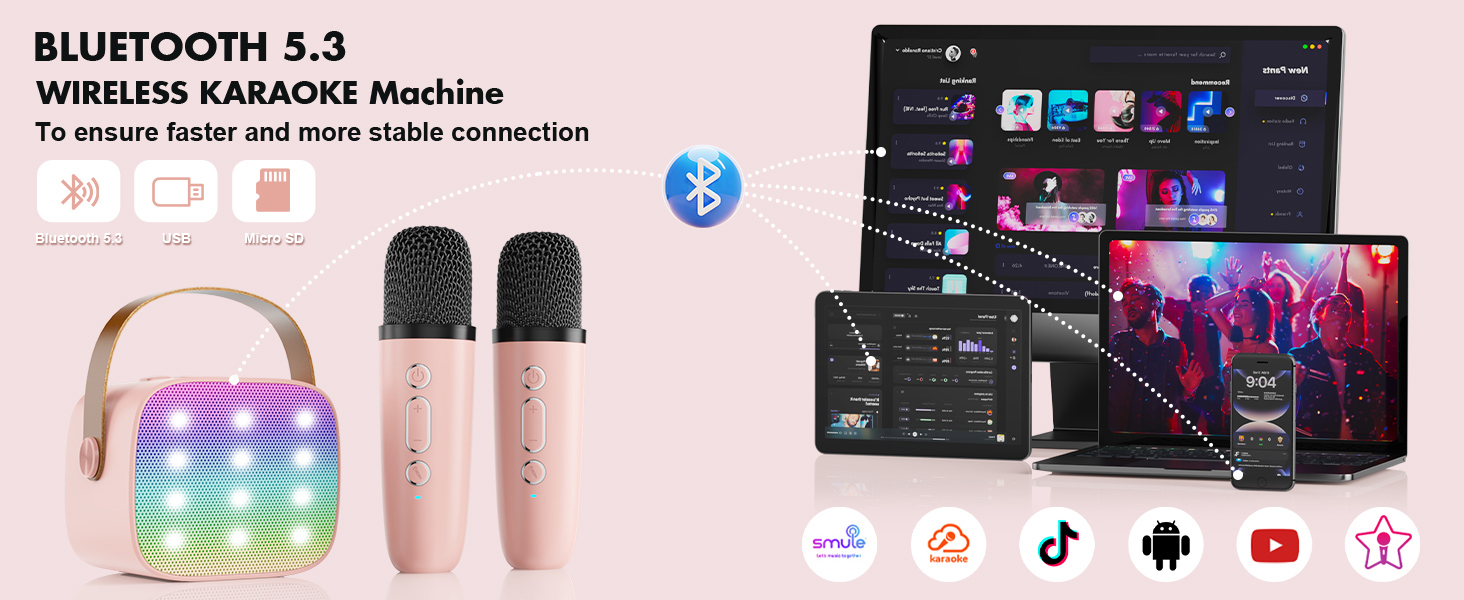 Bluetooth 5.3 Wireless Karaoke Machine