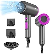 SHRATE Lightweight Ionic Hair Dryer with Diffuser - Powerful 1800W Blow Dryer for Fast Drying - P...