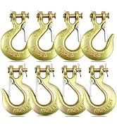 AYAYGD 8 Pack 1/4" Clevis Slip Hook with Safety Latch, Heavy Duty Grade 70 Chain Hook for Transpo...
