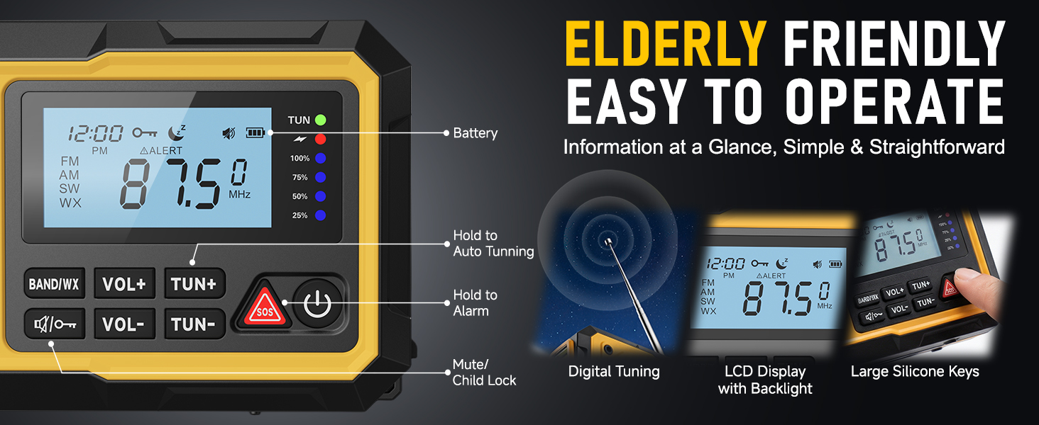 emergency radio; weather radio; hand crank radio; NOAA weather radio; emergency weather radio