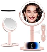 MIYADIVA Makeup Mirror with Lights, 20X Magnifying Mirror with Light and Touch Switch, Vanity Mir...
