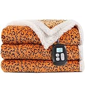 LaffyLo Electric Heated Blanket Full Size 72x84 - Leopard Print Flannel Soft Heating Blanket with...