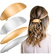 4 PCS French Metal Oval Hair Clips Vintage Metal Large Hair Clip Non-Slip Simple Hairclip Retro C...
