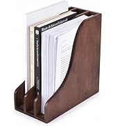 Solid Wood Vertical File Organizer, Desktop Document Holder with Customizable Design, Multifuncti...