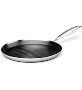 Innerwell Stainless Steel Crepe Pan - 12 Inch Nonstick Crepe Pan, Stainless Steel Honeycomb Coati...