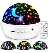 COOLNIGHT Star Projector for Kids, 93 Lighting+3 Films Star Lights for Room, Remote+Dimmable+360°...