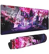 Cherry Blossom Sakura Gaming Mouse Pad 31.5×11.8inch with Stitched Edges Extended Waterproof Desk...