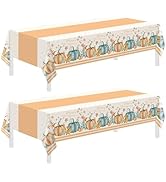 Chilidom 2 PCS Thanksgiving Disposable Tablecloths,Thanksgiving Decorations 54 x 108 Inch Orange ...