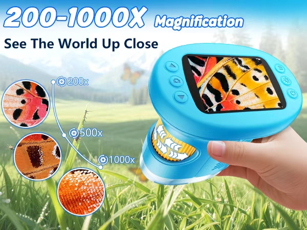 Magnification of 200-1000X enables observation of minute objects