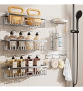 Veken Shower Caddy 6-Pack, Advanced Rustproof Design, No Drilling Adhesive Shelves, Rack with Soa...
