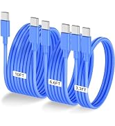 3-Pack Blue [3.3FT+6.6FT+10FT] 60W USB C to USB C Cable, Type C Fast Charging Cable for iPhone Ai...
