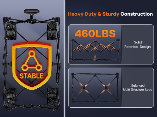 study heavy duty foldable cart with 460LBS load capacity