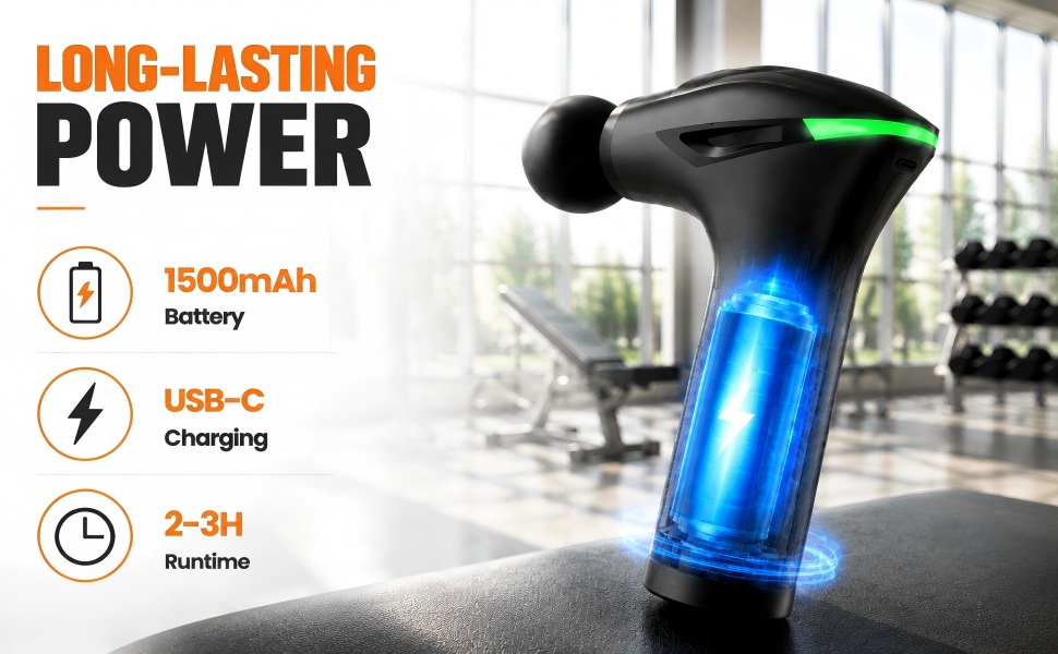 Massage Gun with Heat Massage Gun with Detachable Extension Handle