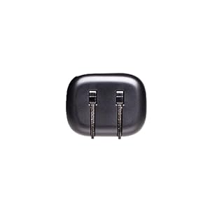 AT&T Single port 30W USB-C power adpater, black, shot from overhead with the prongs folded