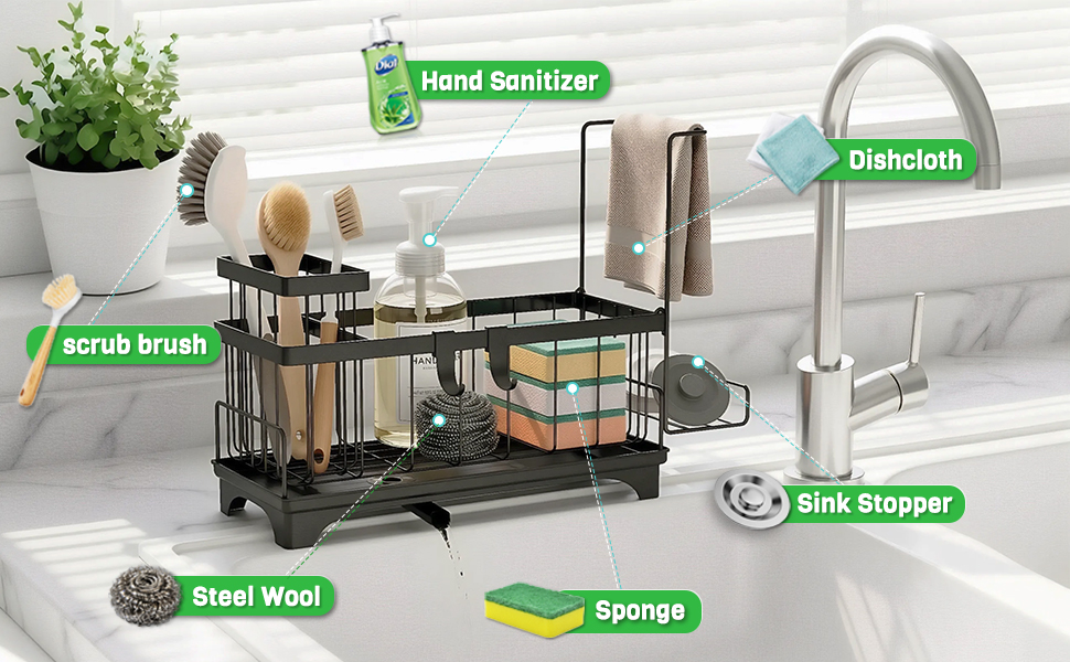 RUNEAP Sponge Holder for Kitchen Sink