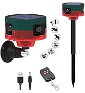 HULPPRE Solar Outdoor Motion Sensor Alarm Dog Barking&amp;Gunshot Sound ,Support Recording,130db Loud...