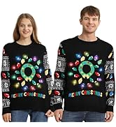 Ugly Christmas Sweater Women Men,Light Up Christmas Sweater for Couples,Funny Cute Reindeer LED X...