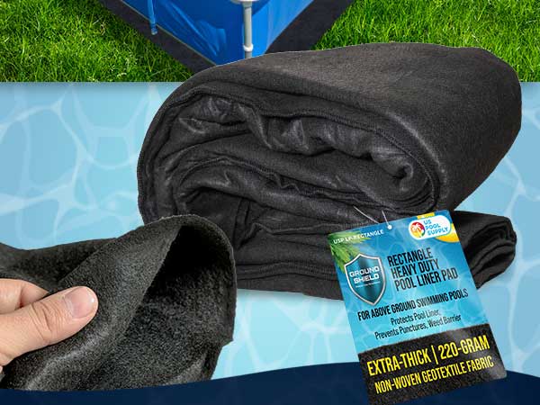 Premium-quality Ground Shield pool liner pads available in for Round, Oval, Rectangle-Shaped pools