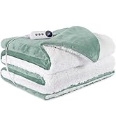 STHYTON Electric Heated Blanket Throw 50"x60" - Soft Cozy Flannel &amp; Sherpa Fabric Dual-Sided, 9 H...