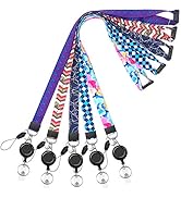 YOUOWO 5 PACK Cruise Lanyard for id badges women kids keys lanyards with Retractable Badge Reel c...
