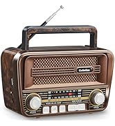 Gelielim Portable Radio AM FM, Vintage Retro Bluetooth 5.3 Speaker, Shortwave Radio Support TF Ca...