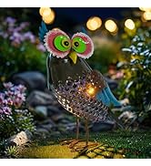 MUMTOP Solar Lanterns Outdoor Waterproof - Colorful Metal Owl Solar Lights Decorative, Hollow Out...