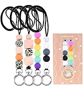 POPLOPP 4PCS Teacher Lanyards for ID Badges and Keys, Cute Silicone Beaded Lanyard for Women Nurs...