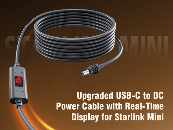 Upgraded USB-c to Dc Power Cable with Real-Time Display for Starlink Mini