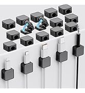 20 Pack Cord Organizer Holder, Strong Adhesive Desk Cable Management Magnetic Easy Open,Organize ...