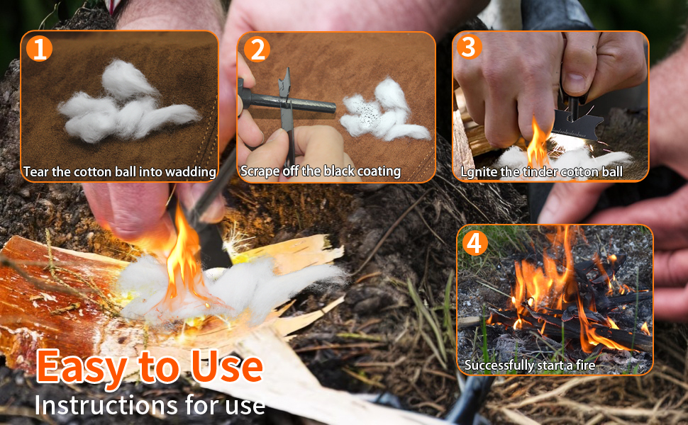 Steps to making fire with flint