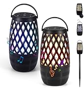 Upgraded Outdoor Bluetooth Speakers, 2 Pack RGB Flame Speaker Multi-Sync Speakers, Flame Torch At...