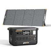 PECRON F1000LFP Portable Power Station with 1 x 300W Solar Panel, 1500W, 1004Wh LiFePO4 Battery S...