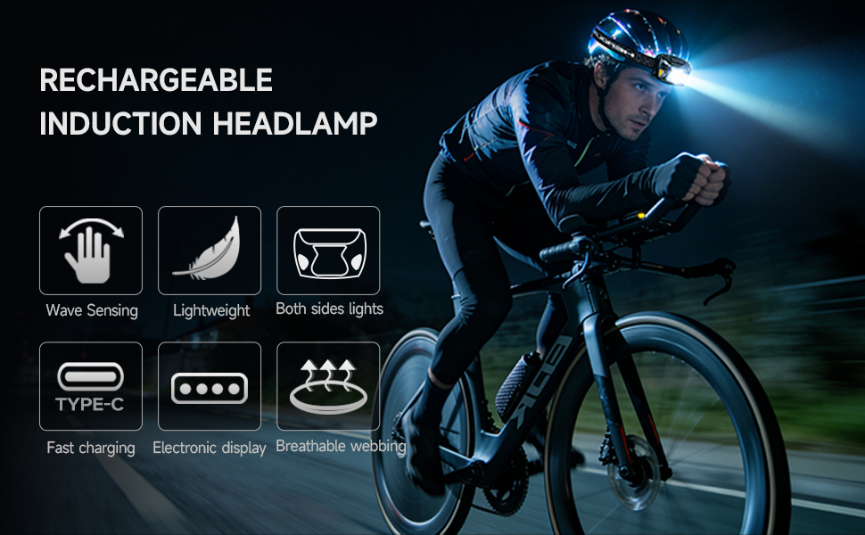 Wave Design Lightweight Dual Side Lights Fast Charging Power Display Breathable