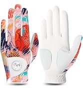 FINGER TEN Golf Gloves Women Left Right Hand Leather with Ball Marker Value Pack, Colored Glove f...