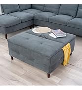 Panana Large Storage Ottoman Coffee Table with Lift Top, Square Ottoman with Storage,Upholstered ...