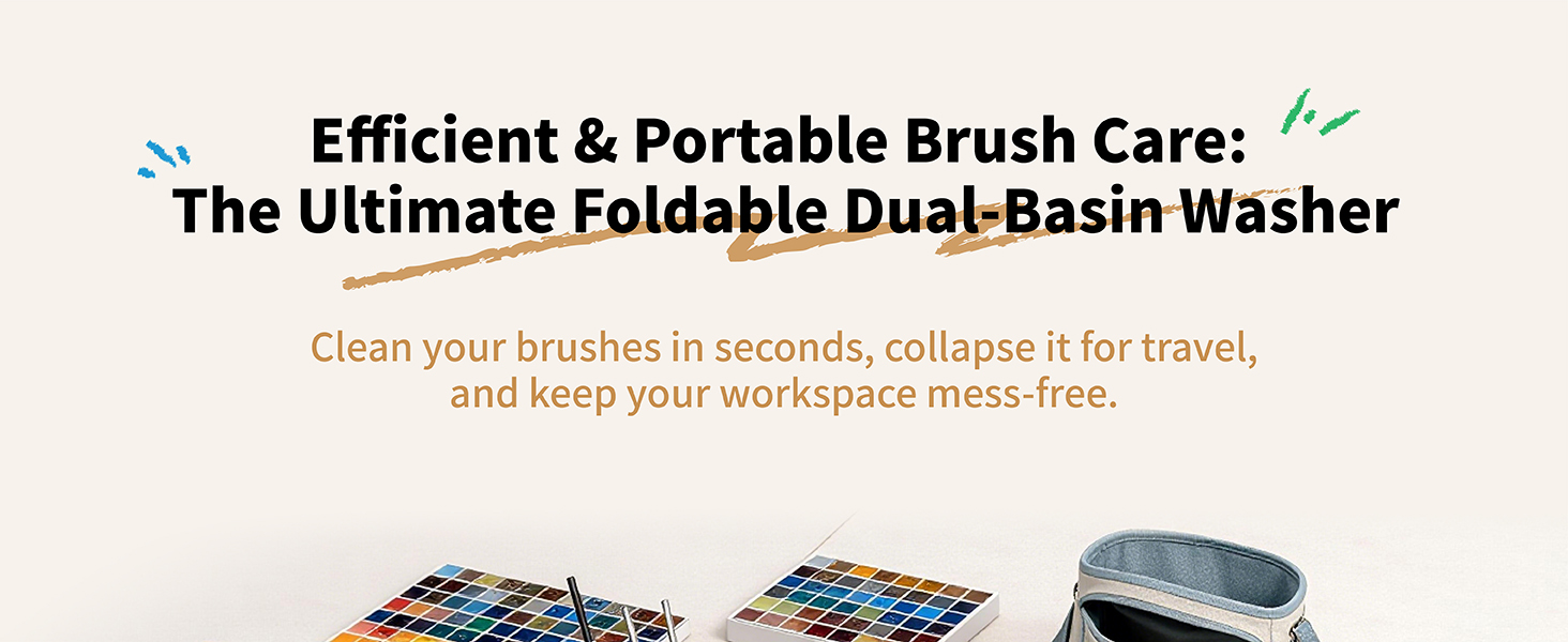 Efficient &amp;amp; Portable Brush Care:The Ultimate Foldable Dual-Basin Washer