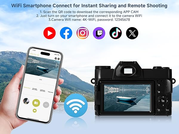WIFI CONNECTION,camera for beginners digital cameras travel camera 4k digital camera