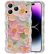 EYZUTAK Case for iPhone 17 Pro Max, Colorful Retro Oil Painting Printed Flower Laser Glossy Patte...