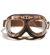 Fkewp Vintage Motorcycle Goggles, Anti-Fog Pilot Style Motocross Goggles, Windproof Eyewear for O...