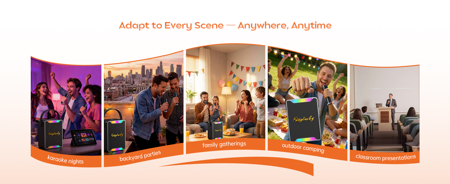 Karaoke Machine for Kids and Adults, Portable Karaoke Machine with 2 Wireless Microphones