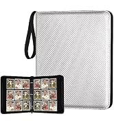 GERMUN Silver 9 Pocket Card Binder, Premium Zip Trading Card Binder, 720 Double Sided Pocket PU C...