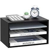 SUPEASY Wooden Desk Organizer - 3 Tier Paper File Organizer for Office, School &amp; Home, Black