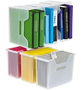 IRIS USA Medium Portable Desktop File Box, Clear - 6 Pack, Side Handles, Hanging File Folders, Ta...
