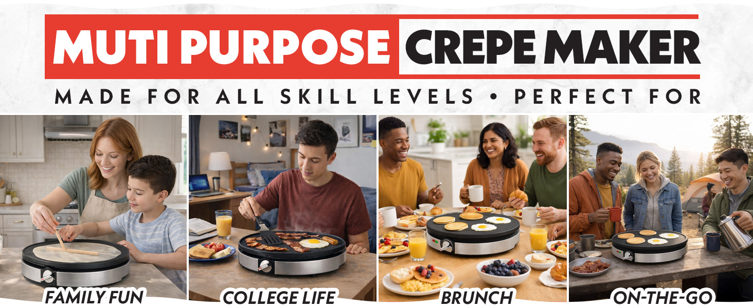 cook a variety of items with the gourmia creppe maker