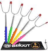 Briout Extendable Marshmallow Roasting Sticks- Extra Long 45'' Stainless Steel Smores Sticks for ...