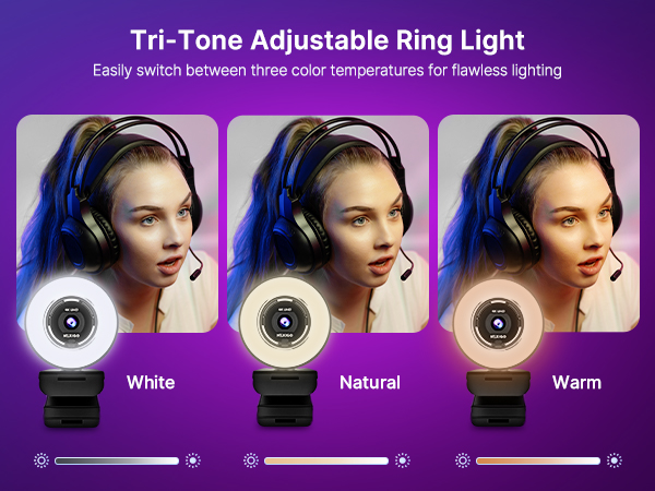 The three lighting modes illuminate the face with three distinct effects.
