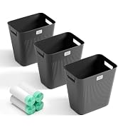 JOYMOOP Slim Trash Can 3-Pack, 2.9 Gallon Plastic Wastebasket for Bathroom, Bedroom, Office, Kitc...