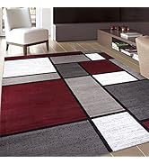 Rugshop Contemporary Modern Boxes Area Rug 5' 3" X 7' 3" Red