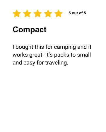 5-star review: Compact camping blanket, packs small for easy travel and outdoor use.